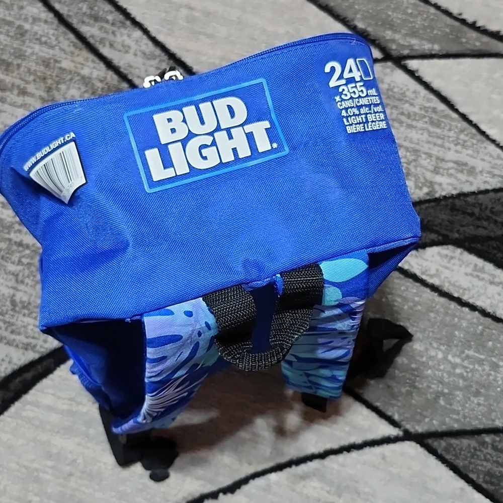 BUD LIGHT BLUE TROPICAL 24-CAN PADDED SOFTSIDE INSULATED COOLER BACKPACK UNISEX